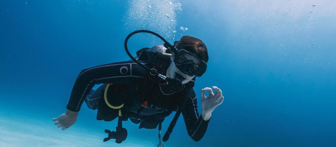 scuba diver happy face in mexico